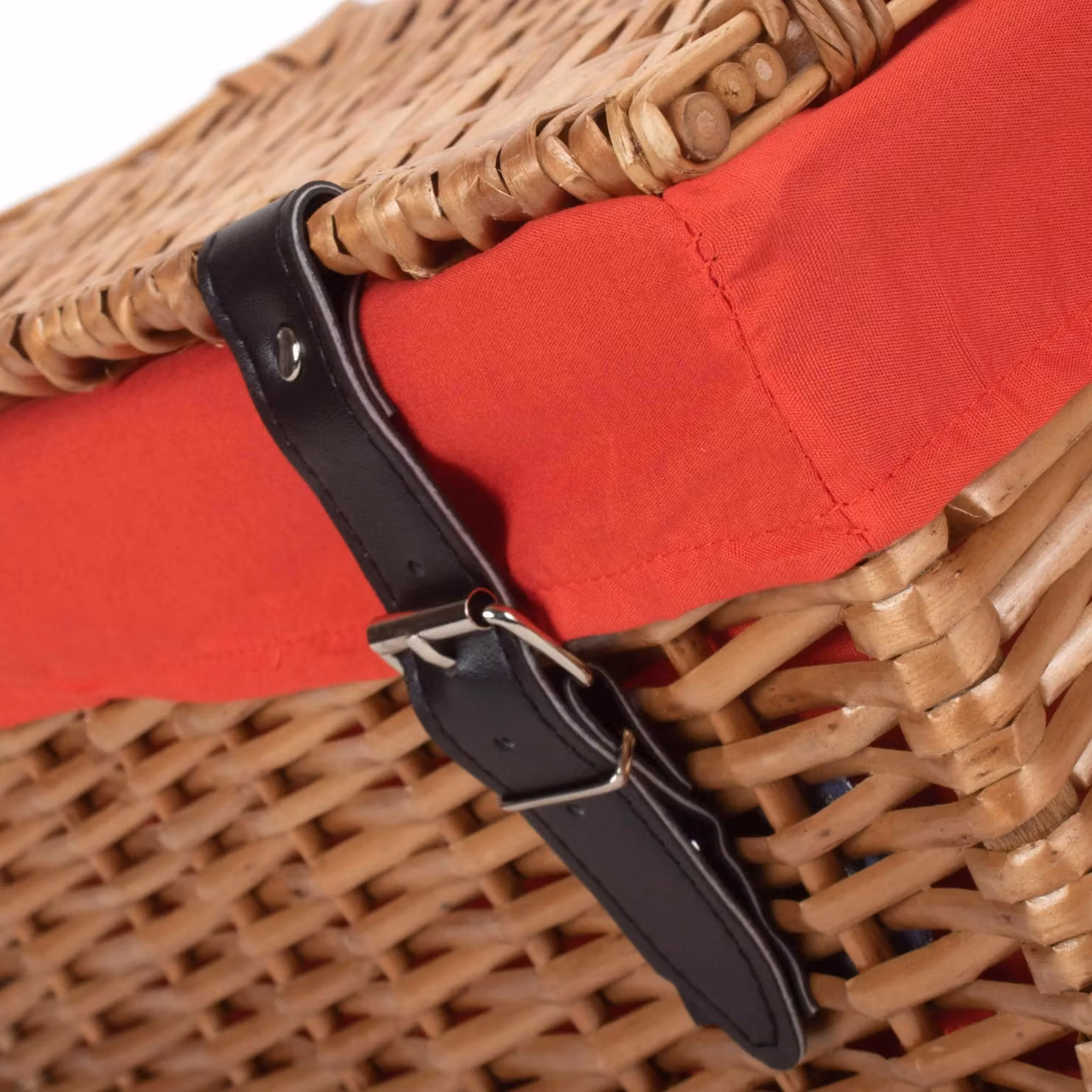 Red Wicker Hamper with Cotton Lining and Handles – 3