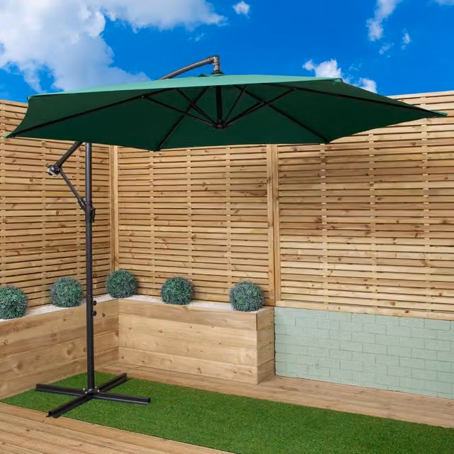 Samuel Alexander 3m Cantilever Garden Parasol in Green and Black, H: 240 cm x W: 300 cm x D: 300 cm – 2