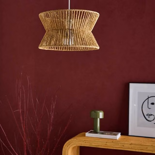 sweeek Beige Imitation Rattan Interior Hanging Lamp, Diameter: 35 cm – 1
