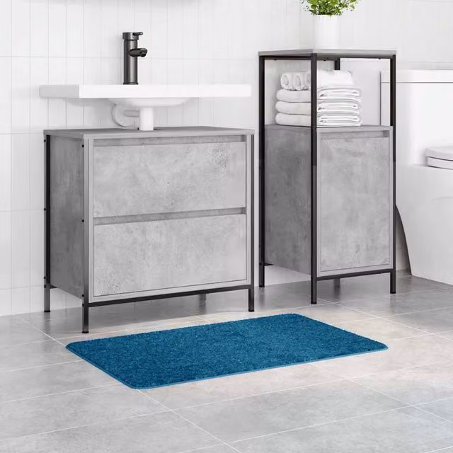 Berkfield Home Lush Rectangular Non-Slip Bath Mat, Blue, W: 50 cm, D: 80 cm