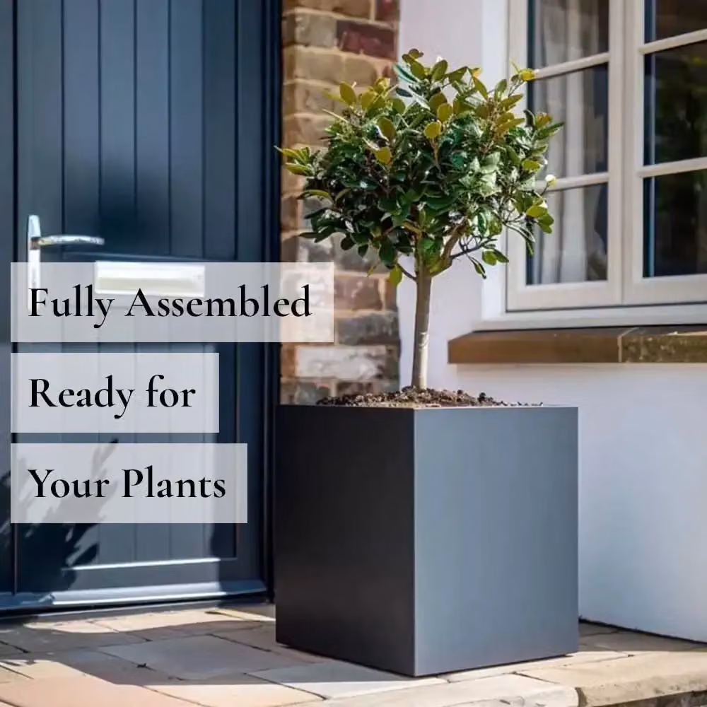 Access Garden Products Matte Grey Galvanised Steel Square Planter Tub, Width: 60 cm – 2