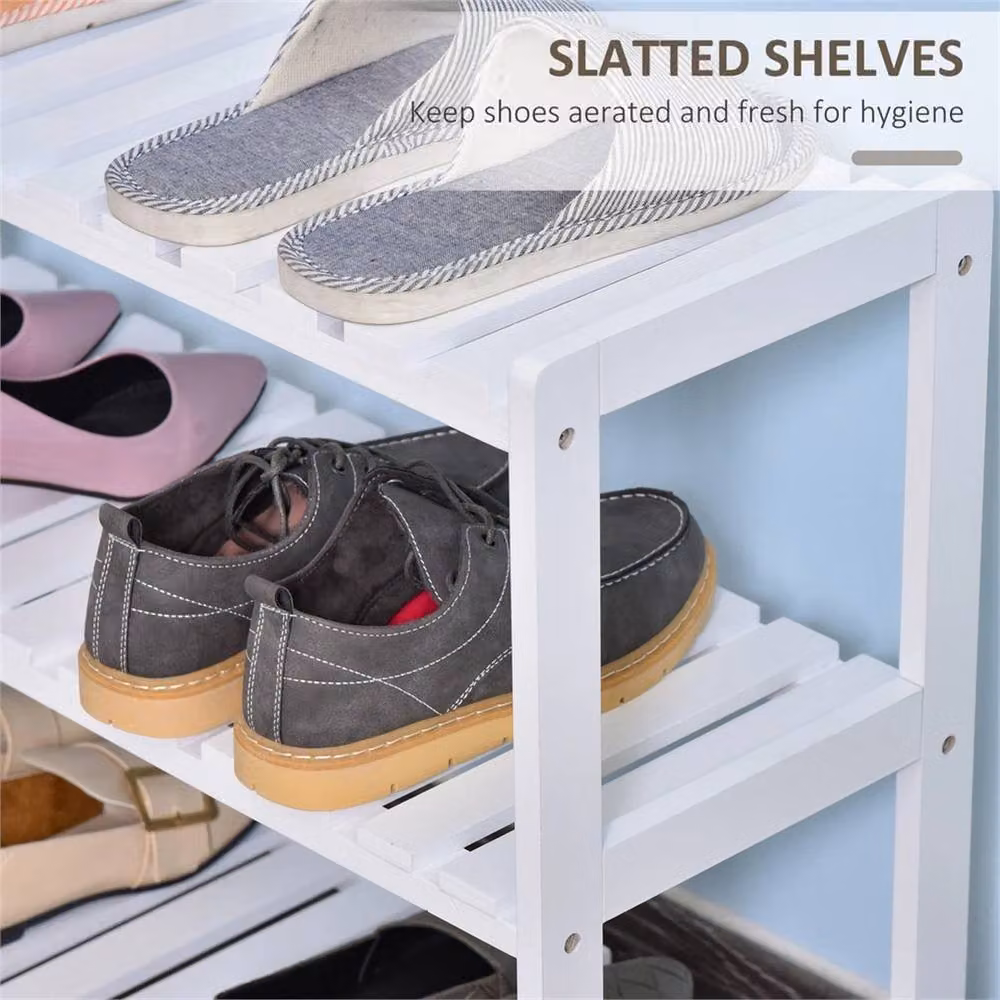 Nordara 3 Tier White Wood Shoe Rack Organiser W: 100 cm, D: 15 cm – 3
