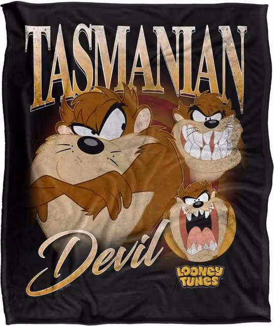 Warner Bros. Looney Tunes Taz Super Soft Fleece Throw Blanket for Children, Multicolour, W/H: 127.0 x 152.4 cm – 6