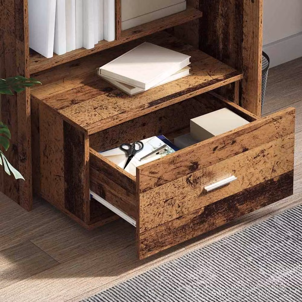 Berkfield Home Brown Rustic Particle Board and MDF Medium Drawer Cabinet – 4