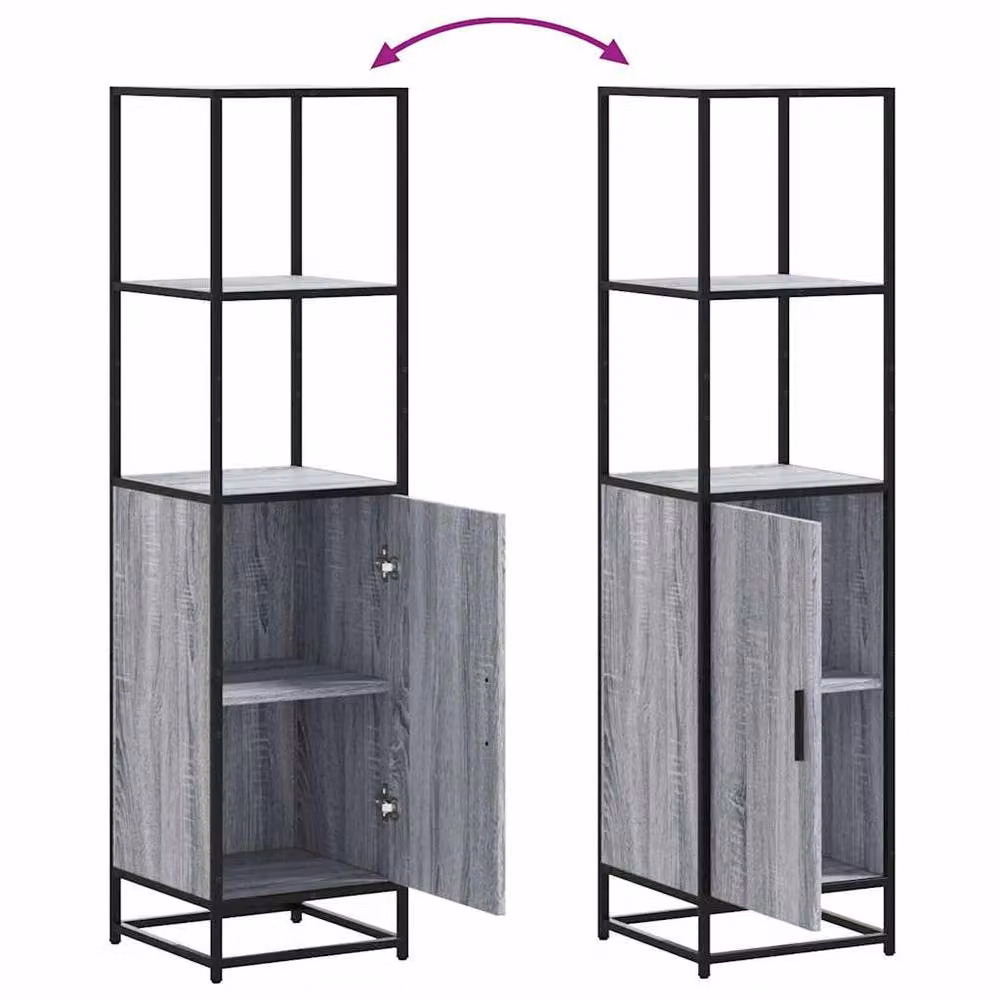 Berkfield Home Grey Sonoma Industrial Highboard with Hinged Doors and Internal Shelves, W/D/H: 35.5 x 35.0 x 139.0 cm – 3