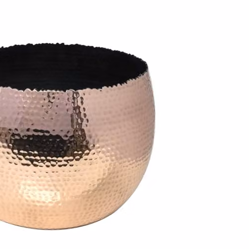 Ivyline Round Hammered Metal Planter Bowl in Copper and Black, H21cm x D30cm – 3