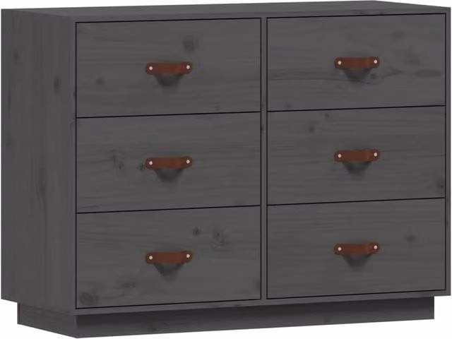 Berkfield Home Grey Rustic Solid Wood Pine Sideboard W/D/H: 100 x 40 x 75 cm
