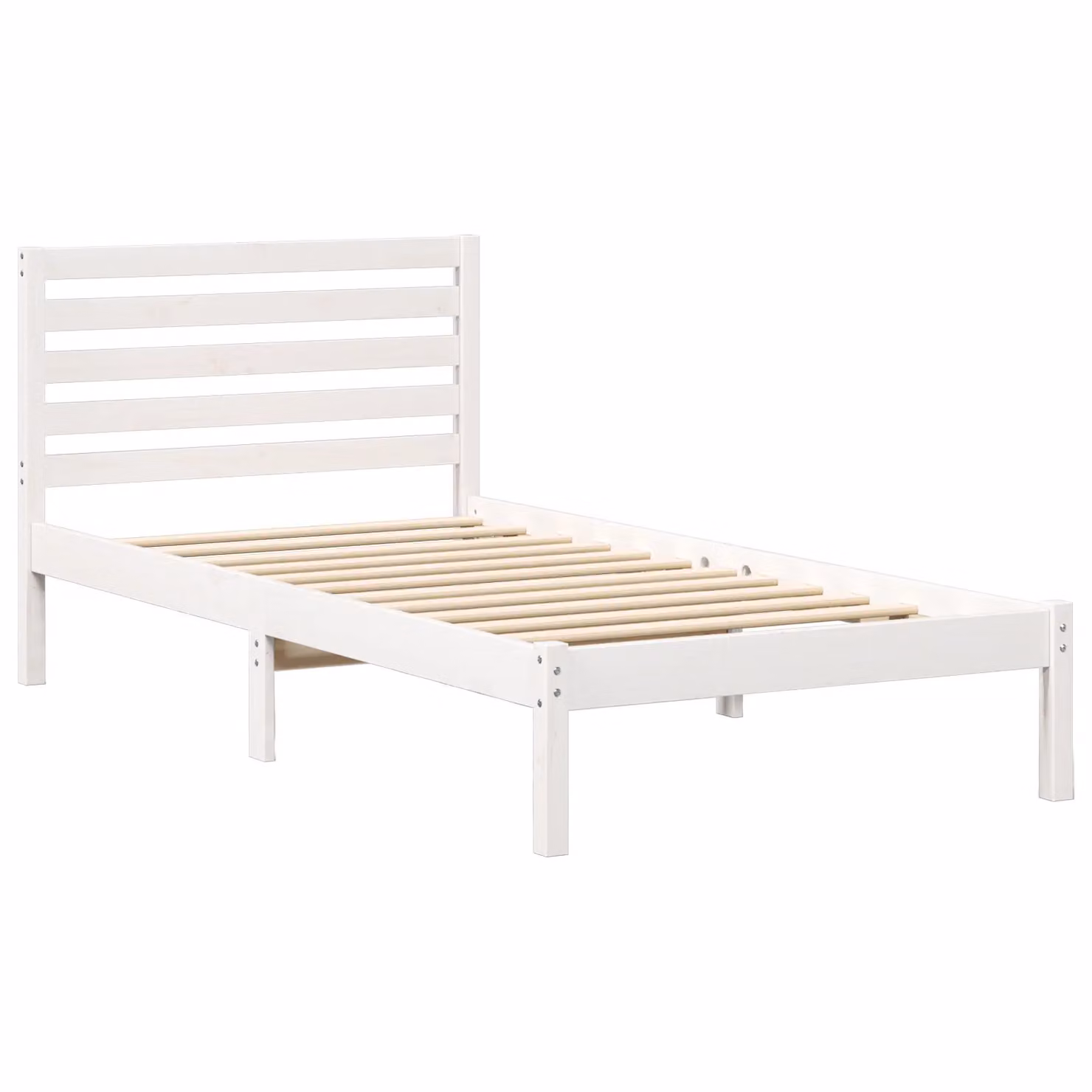 Berkfield Home White Solid Pine Wood Bed with Headboard W/D/H: 90 x 200 cm – 2