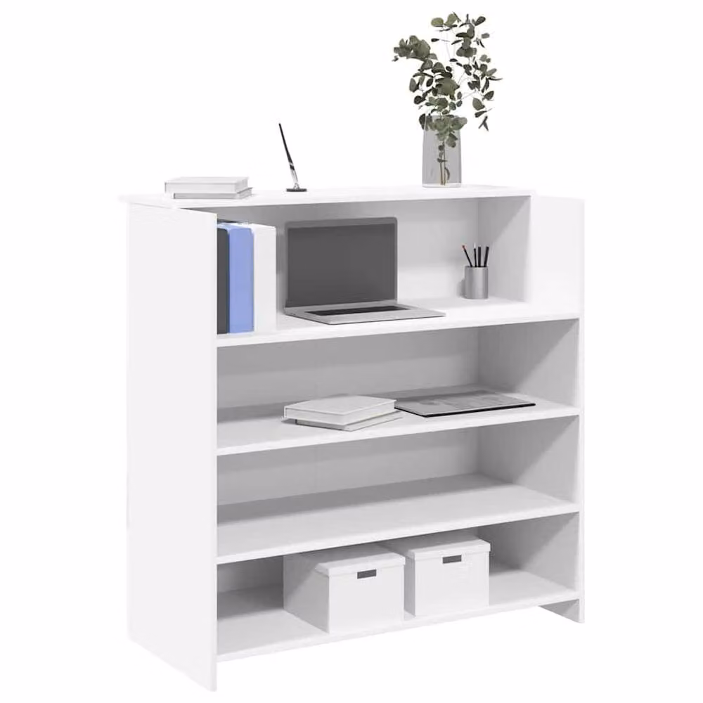 Berkfield Home White Reception Desk in Engineered Wood, W/D/H: 100 x 50 x 103.5 cm – 2