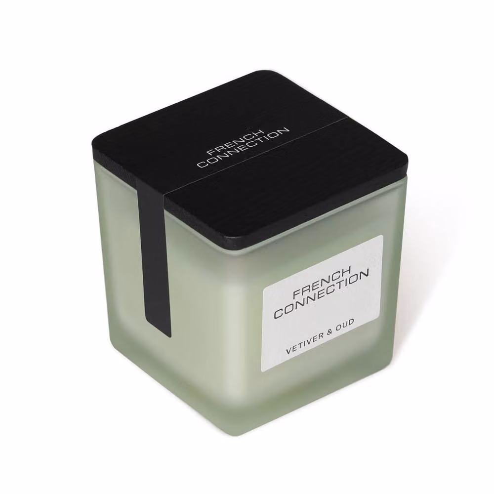 French Connection Vetiver & Oud Scented Glass Candle, Green, 220g – 2