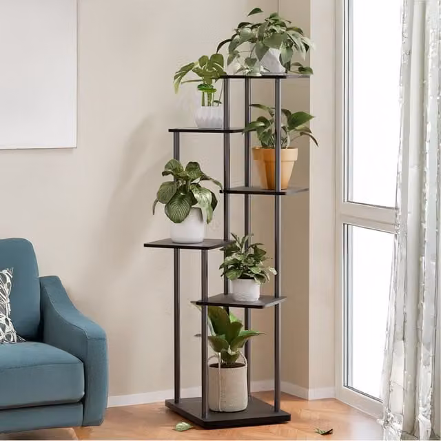 Lifeideas Multi Tier Plant Display Rack in Matt Black, Height: 112 cm
