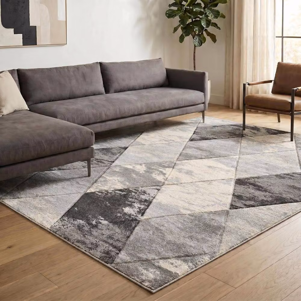 Desire Rugs Santiago Modern Geometric Patterned Carved Area Rug in Grey, W: 160 cm, L: 230 cm – 3
