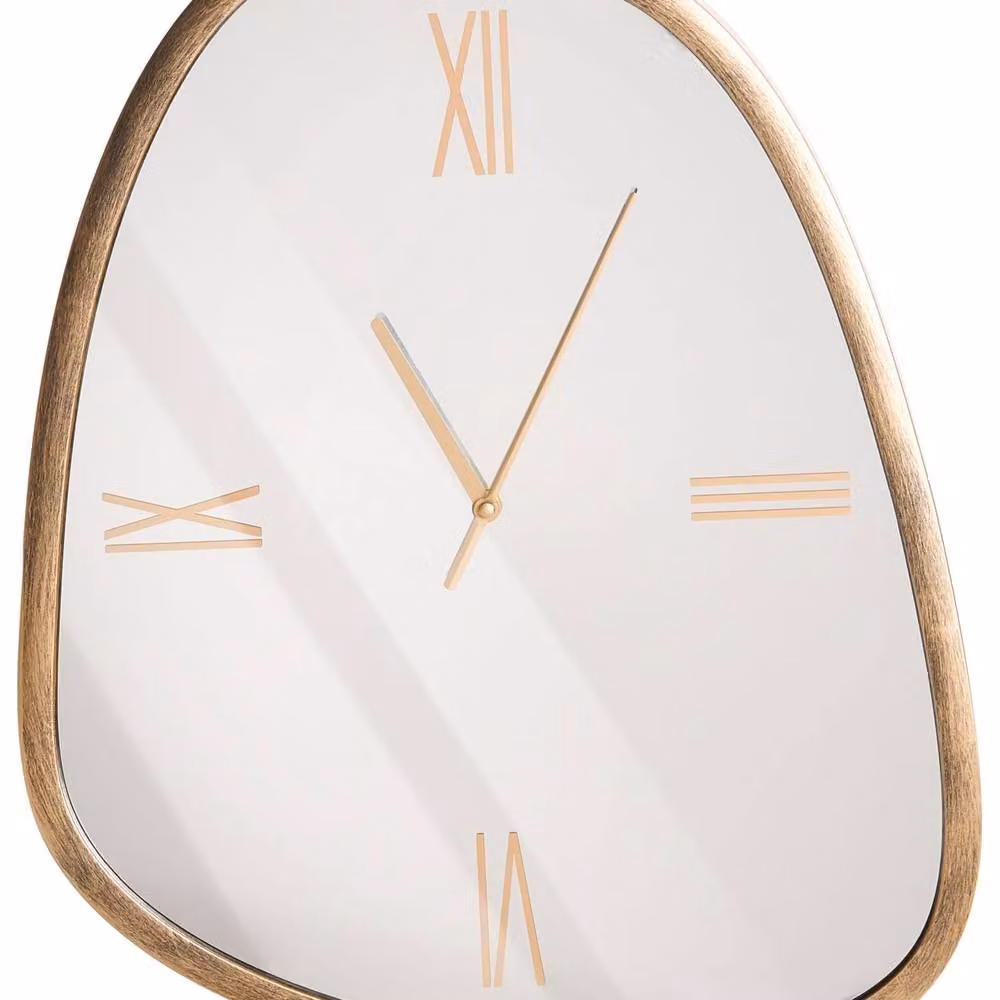 Wyld and Coco Minimalist Analog Wall Clock in Dark Brown with Silver Accents and Organic Irregular Mirrored Glass Face – 2