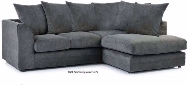 Avax Modern L-Shape Corner Sofa in Grey and Beige Fabric with Scatter Cushions, Right-Hand Facing