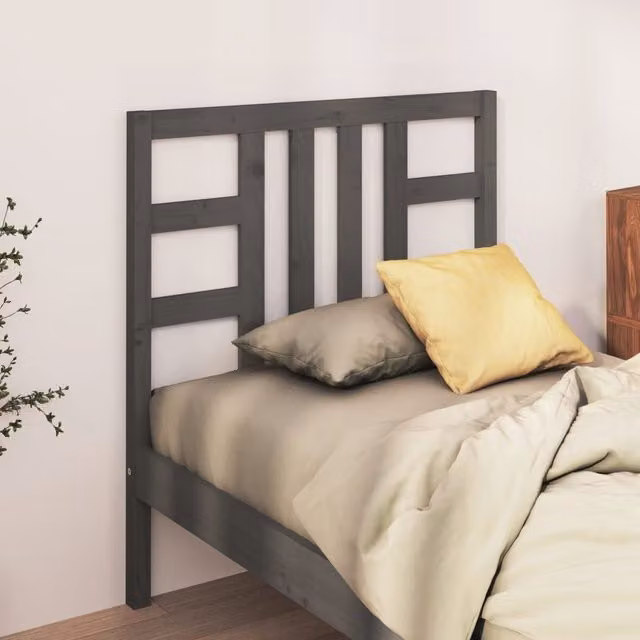 Berkfield Home Grey Rustic Solid Pine Wood Bed Headboard W/D/H: 96 x 4 x 100 cm – 1