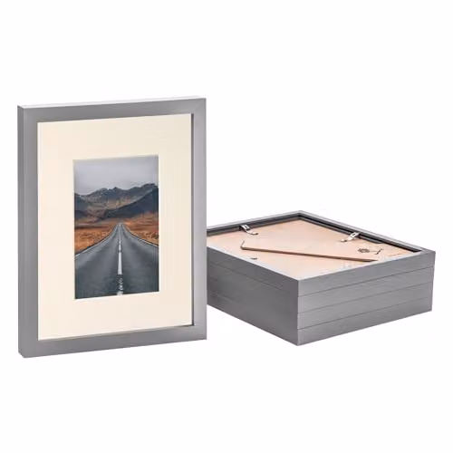 Nicola Spring Grey Rectangular Photo Frames with Glass, Pack of 5