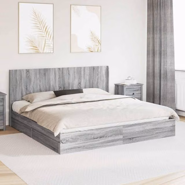 Berkfield Home Bed Frame with Headboard and Lift Up Storage, Grey Sonoma, W: 180 cm, L: 200 cm