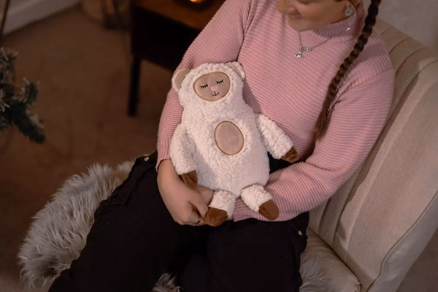 Marco Paul Hot Water Bottle with Sheep Cover in Beige, 2L – 2