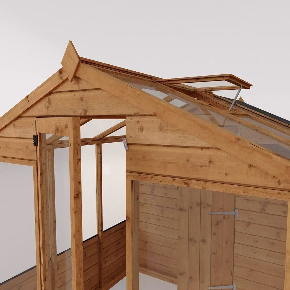 Mercia Traditional Apex Greenhouse and Shed Combo in Brown, W: 201 cm, H: 205.9 cm, L: 304.1 cm – 3