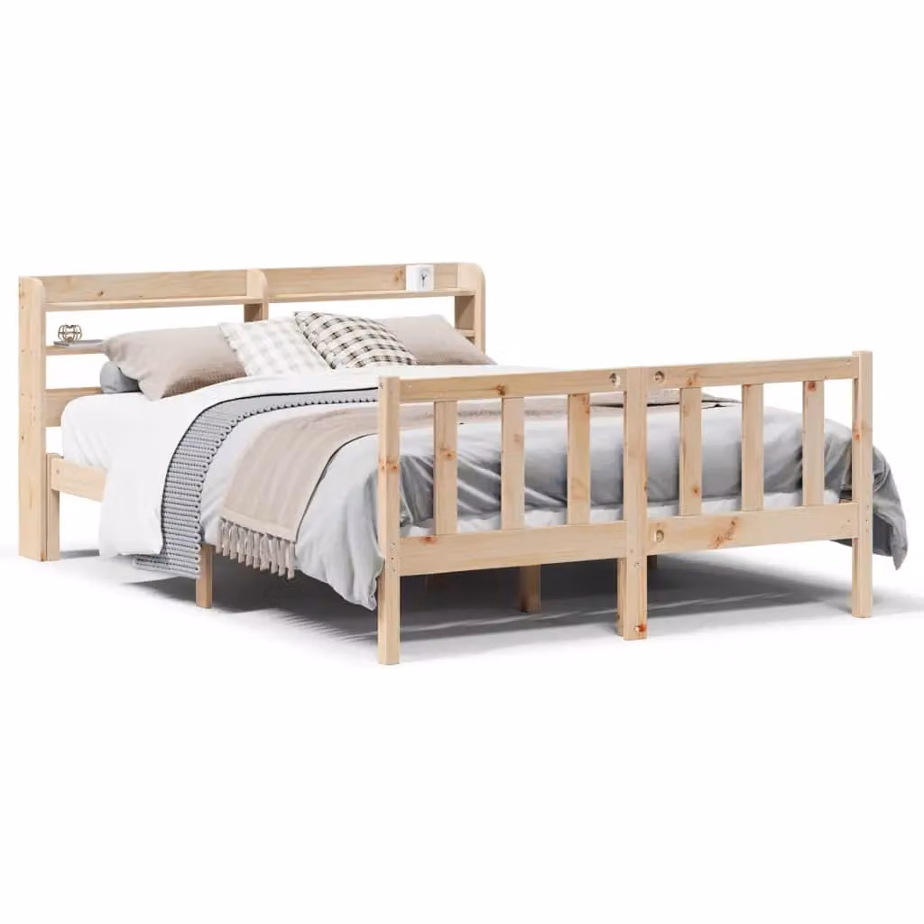 Berkfield Home King Size Solid Wood Pine Bed Frame in Brown, W: 150 cm, D: 200 cm – 2