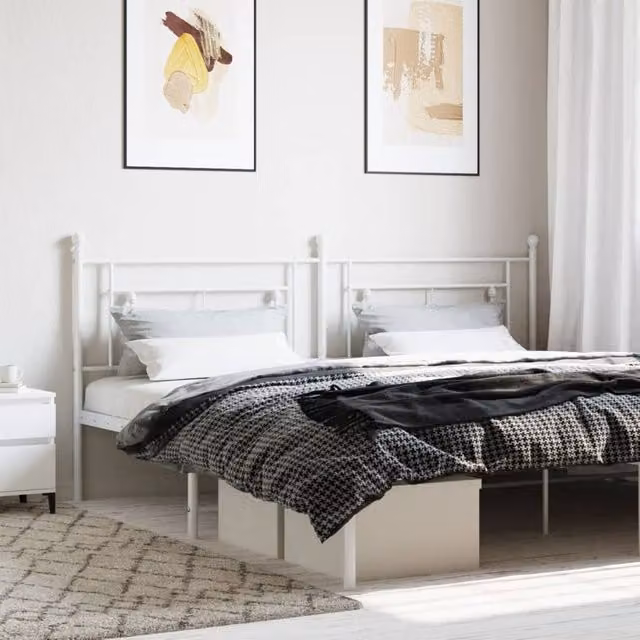Berkfield Home Classic Metal Headboard in White, 200 cm