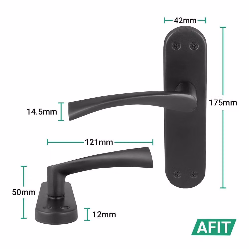 AFIT Novi Black Twist Door Handles with Backplate, Internal Lever, 6 Pairs, Matt Black – 2