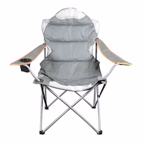 Milestone Camping 12060 Deluxe Outdoor Chair in Grey with Cup Holder and Armrests, W/D/H: 60 x 60 x 103 cm