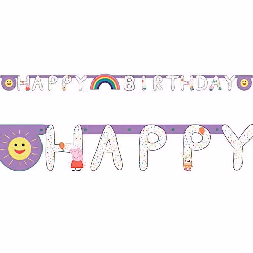 Amscan Peppa Pig Dinosaur Letter Banner, Multicolour Paper Hanging Party Decoration, Length: 2.1 m