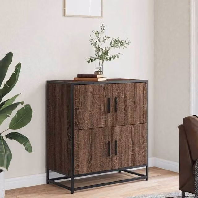 Berkfield Home Brown Oak Industrial Sideboard, W: 68 cm, D: 35 cm, H: 76 cm – 1