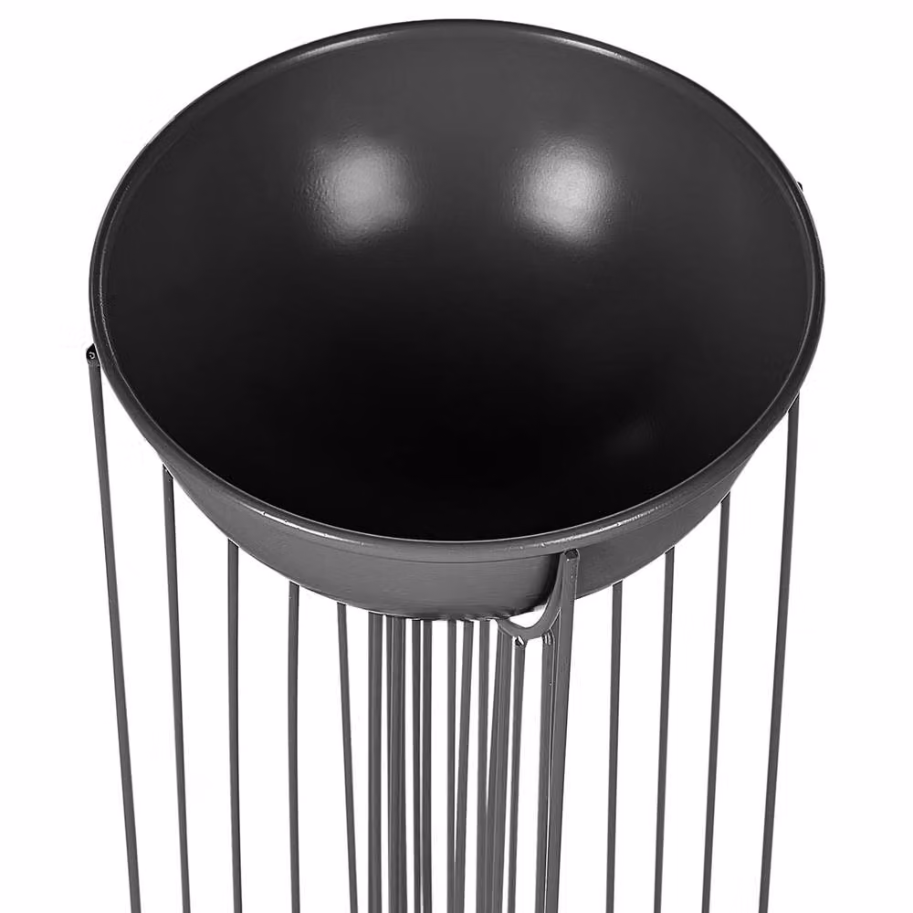 Wyld and Coco Set of 2 Black Matt Metal Modern Geometric Plant Stands – 3