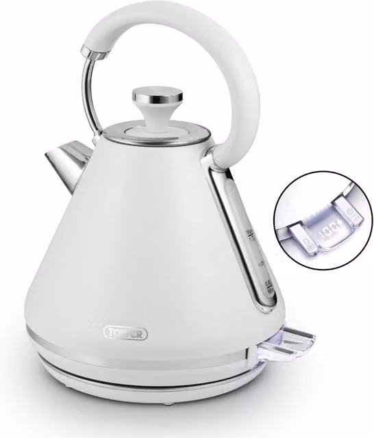 Tower Mirage 1.7L Variable Temperature Kettle in Black and White with Chrome Trim