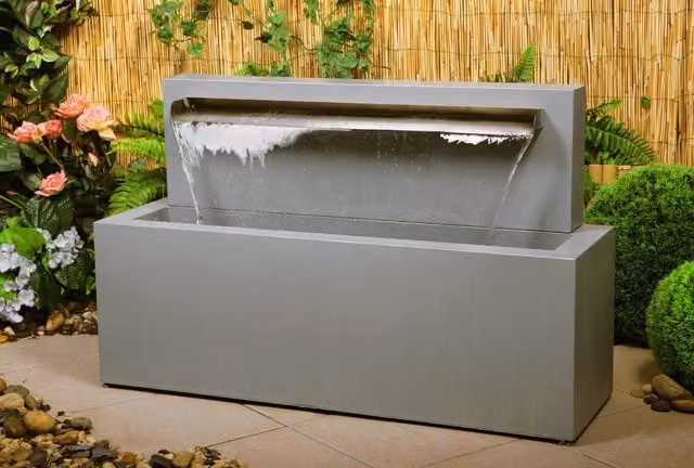 Primrose Stainless Steel Cascade Blade Water Feature in Metallic Silver, 57 cm