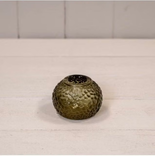 KDMD Round Glass Tealight Holder in Green