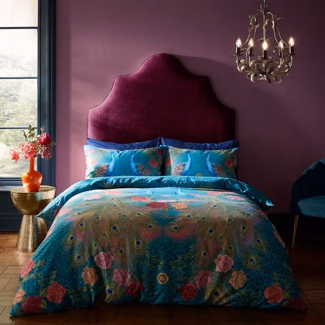 Matthew Williamson Xanadu Petrol Floral Pure Cotton Duvet Cover Bedding Set