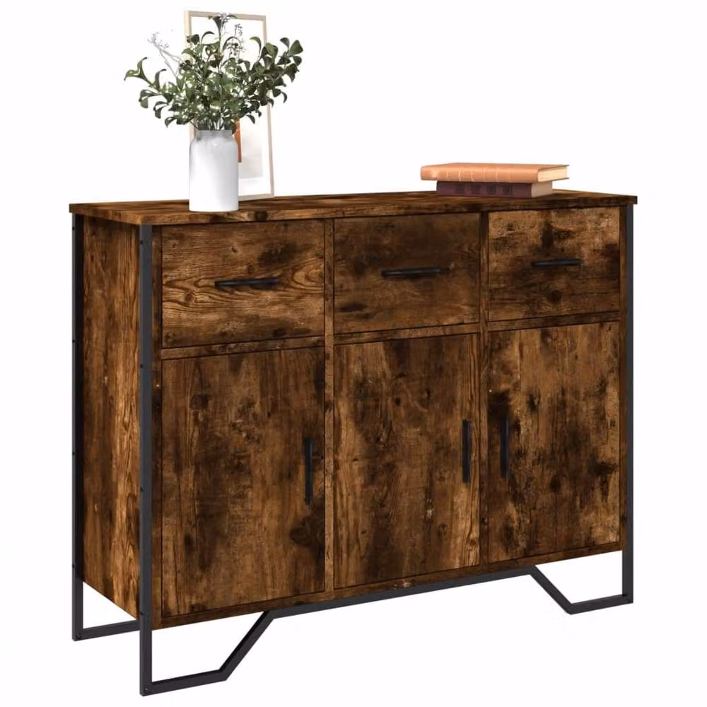 Berkfield Home Smoked Oak Sideboard in Brown, W/D/H: 97 x 32.5 x 74.5 cm – 2