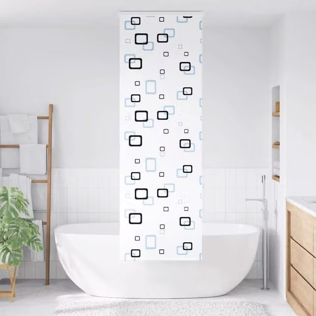Berkfield Home Shower Roller Blind with Cassette, White and Multicolour, W: 66 cm, H: 240 cm