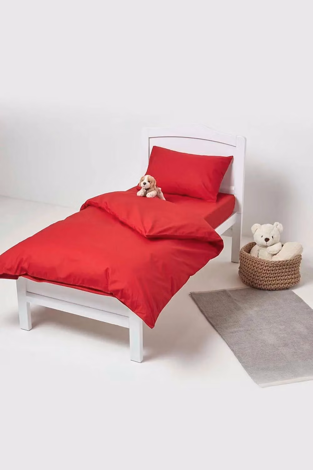 Homescapes Red Cotton Percale Cot Bed Fitted Sheets, 2 Pack, W/D/H: 70 x 140 cm, 200 Thread Count – 2