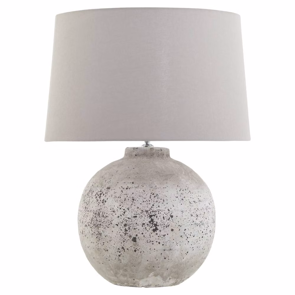 Wyld Haus Verona Large Grey Speckled Ceramic Table Lamp with Fabric Shade – 2