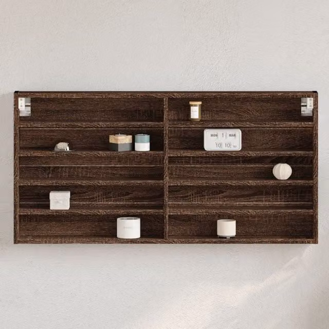 Berkfield Home Brown Oak Vitrine Cabinet with Glass Doors, W: 100 cm, D: 50 cm, H: 8.5 cm