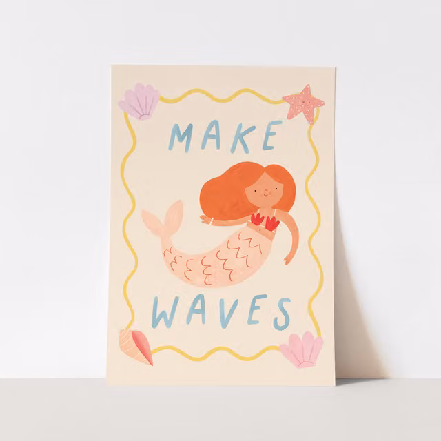 Kid of the Village Make Waves Fine Art Print, Multicolour, W: 21 cm, H: 29.7 cm – 1