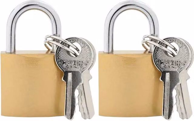 Kelvenix Heavy Duty Brass and Iron U Lock Set, 2 Pieces, Gold, Width: 52 cm – 1
