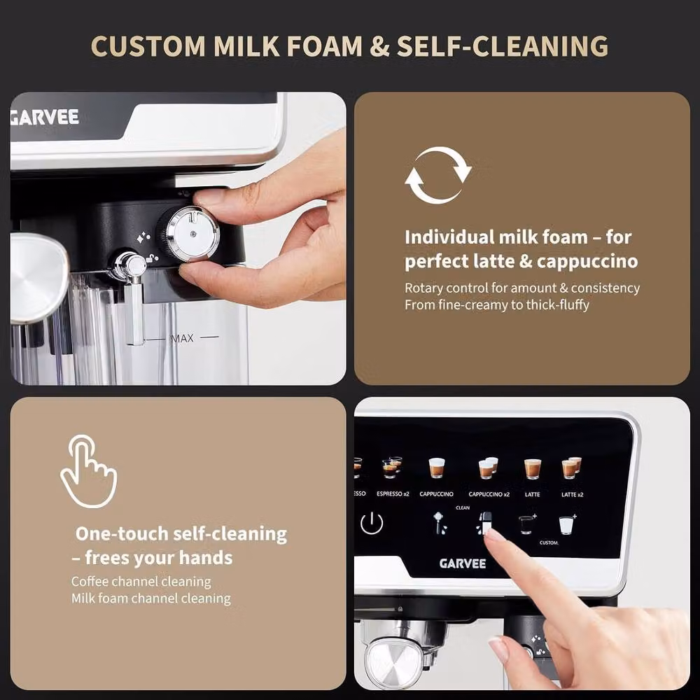 London Boutique Black Espresso Machine with Integrated Milk Frother, 20 Bar, 1450W – 5