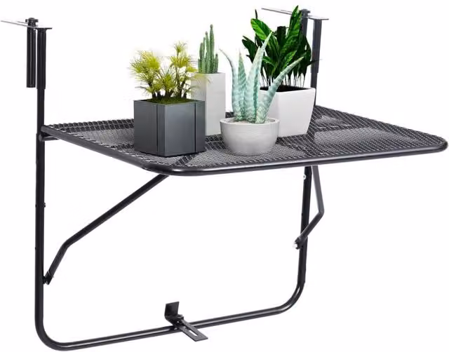 Berkfield Home Sturdy Balcony Table in Black Steel, W: 60 cm, D: 40 cm, H: 65 cm – 1