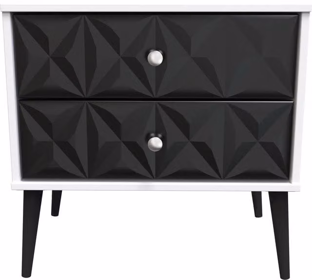 Ready Assembled 2 U Toledo 2 Drawer Side Table in True Black – 1