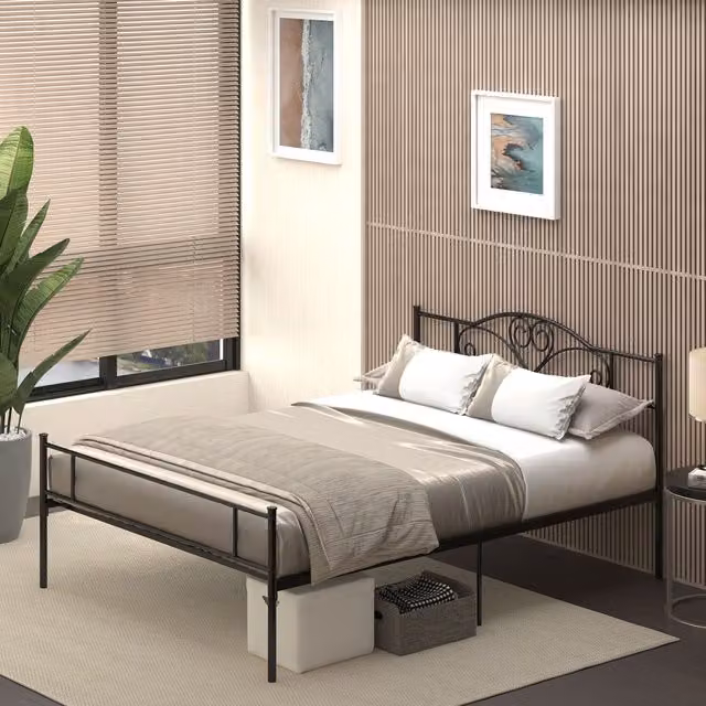 HOMCOM King Metal Bed Frame in Black, W/D/H: 180 x 200 cm