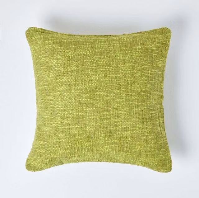 Homescapes Nirvana Green Cotton Square Cushion Cover, W: 60 cm