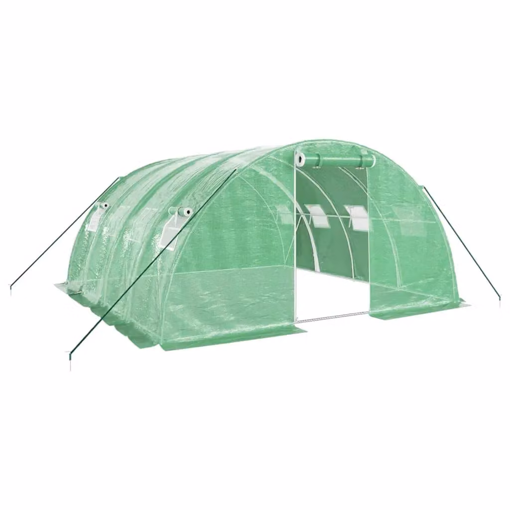 Berkfield Home Green Steel Frame Greenhouse with Plastic Windows, W/D/H: 4 x 4 x 2 m – 2