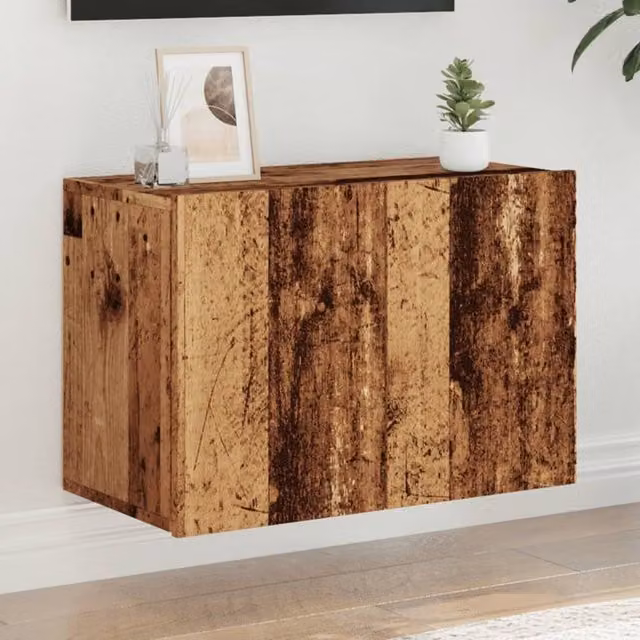 Berkfield Home Wall-mounted TV Cabinet in Brown Old Wood, W/D/H: 60 x 30 x 41 cm – 1