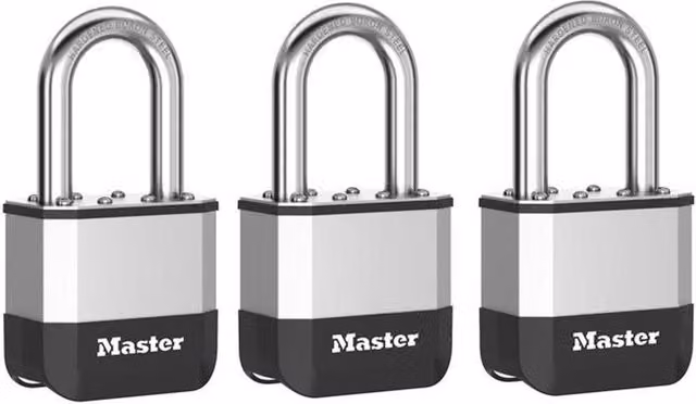 Master Lock Elite Laminated Padlock, 52mm, Silver, Pack of 3