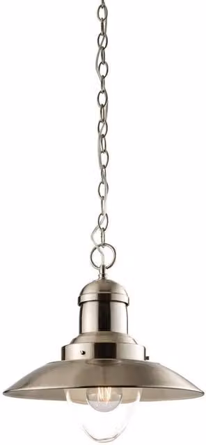 Netlighting Mendip Dome Ceiling Pendant Light with Transparent Glass and Silver Metal Finish, E27, Height Adjustable